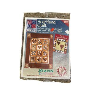 Vintage 1999 Heartland Quilt Limited Edition Quilt Block Hearts in Flight NEW 45